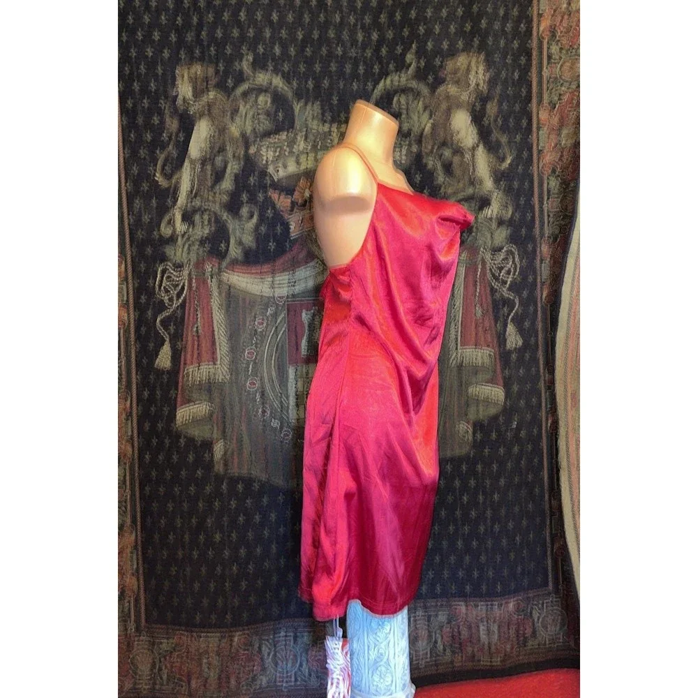 NEW•ROMWE silky slinky red Slip dress Lg - Picture 4 of 11